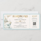 Boarding Pass Cruise Wedding Invitation Kaart (Voorkant)