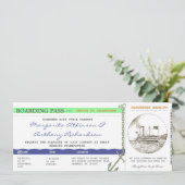 Boarding Pass Cruise Wedding - Navy & Mint Kaart (Staand voorkant)