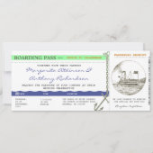 Boarding Pass Cruise Wedding - Navy & Mint Kaart (Voorkant)