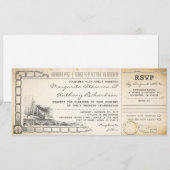 Boarding Pass Cruise Wedding Uitnodigingen met RSV (Voorkant / Achterkant)