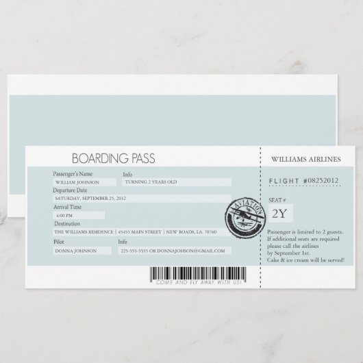 Boarding Pass (de beste prijs van vandaag) Kaart (Voorkant / Achterkant)