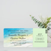 Boarding Pass Destination Beach Wedding Kaart (Staand voorkant)