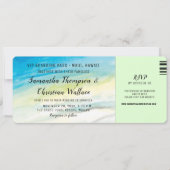 Boarding Pass Destination Beach Wedding Kaart (Voorkant)
