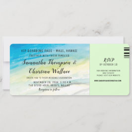 Boarding Pass Destination Beach Wedding Kaart
