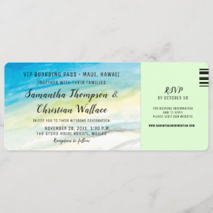 Boarding Pass Destination Beach Wedding Kaart