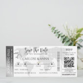 Boarding Pass Destination Wedding QR code grijs Kaart (Staand voorkant)