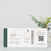 Boarding Pass Destination Wedding QR-code RSVP Kaart (Staand voorkant)