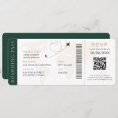 Boarding Pass Destination Wedding QR-code RSVP Kaart (Voorkant / Achterkant)