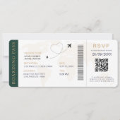 Boarding Pass Destination Wedding QR-code RSVP Kaart (Voorkant)