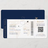 Boarding Pass Destination Wedding QR-code RSVP Kaart (Voorkant / Achterkant)