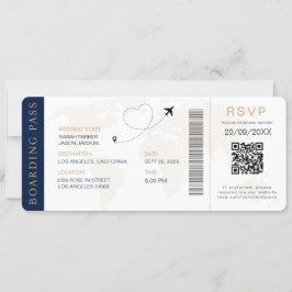 Boarding Pass Destination Wedding QR-code RSVP Kaart