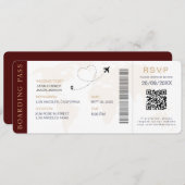 Boarding Pass Destination Wedding QR-code RSVP Kaart (Voorkant / Achterkant)