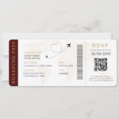 Boarding Pass Destination Wedding QR-code RSVP Kaart (Voorkant)
