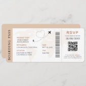 Boarding Pass Destination Wedding QR-code RSVP Kaart (Voorkant / Achterkant)