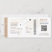 Boarding Pass Destination Wedding QR-code RSVP Kaart (Voorkant)