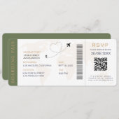 Boarding Pass Destination Wedding QR-code RSVP Kaart (Voorkant / Achterkant)