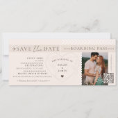 Boarding Pass Destination Wedding Save The Date Kaart (Voorkant)