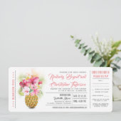 Boarding Pass Floral Pineapple Trouwtickets Kaart (Staand voorkant)