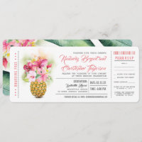 Boarding Pass Floral Pineapple Trouwtickets