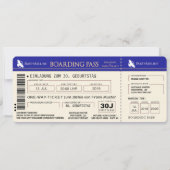 BOARDING PASS Flugticket Einladungskarte (blau) Kaart (Voorkant)