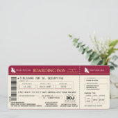 BOARDING PASS Flugticket Einladungskarte (rot) Kaart (Staand voorkant)
