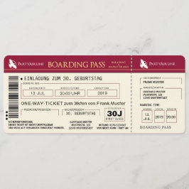 BOARDING PASS Flugticket Einladungskarte (rot) Kaart