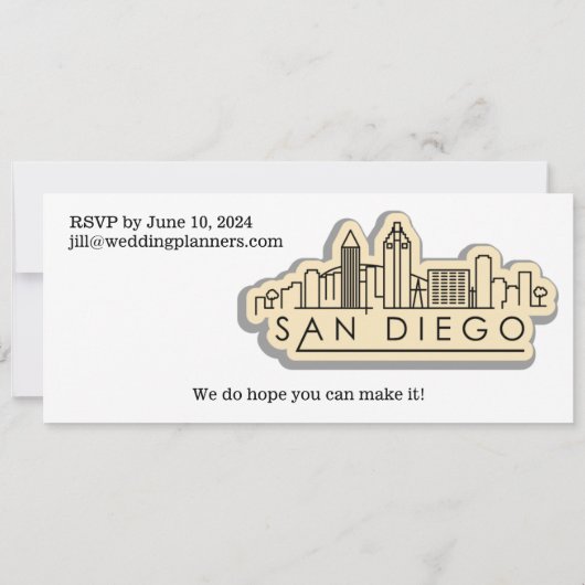 Boarding Pass for a bruiloft in San Diego, Verenig Kaart (Achterkant)