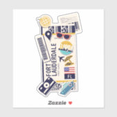 BOARDING PASS FORT LAUDERDALE FLORIDA USA STICKER (Vel)