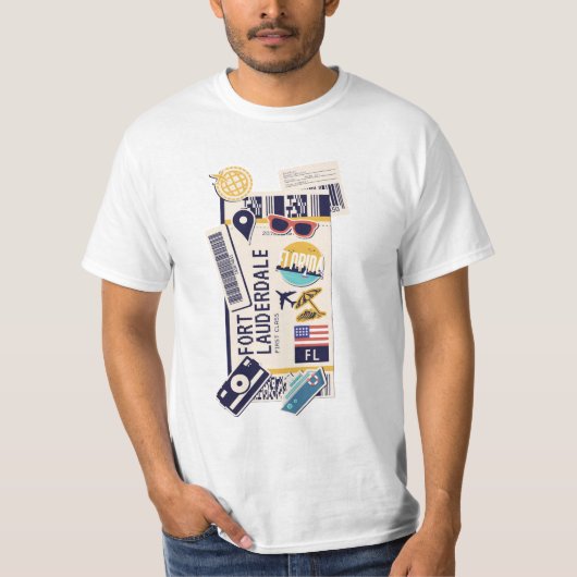 BOARDING PASS FORT LAUDERDALE FLORIDA USA T-SHIRT (Voorkant)