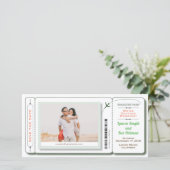 Boarding Pass Foto Sla de datum groen op Save The Date (Staand voorkant)