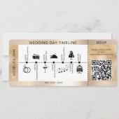 Boarding Pass Geïllustreerde Trouwtijdlijn RSVP Kaart (Voorkant)