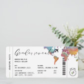 Boarding Pass Gender Reveal Waterverf Travel Kaart (Staand voorkant)