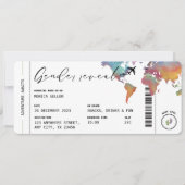Boarding Pass Gender Reveal Waterverf Travel Kaart (Voorkant)