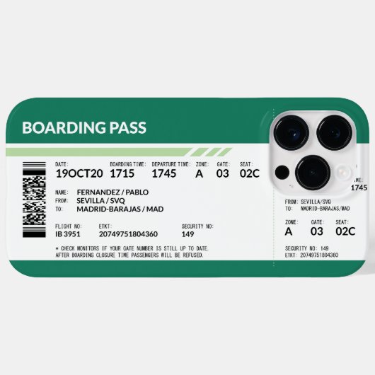 Boarding Pass - Groen Case-Mate iPhone Case (Achterkant (horizontaal))