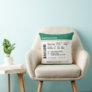 Boarding Pass - Groen Kussen