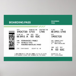 Boarding Pass - Groen Poster