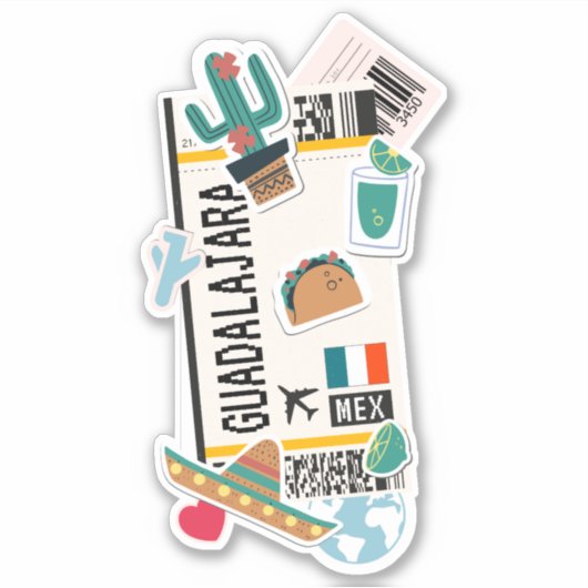 BOARDING PASS GUADALAJARA MEXICO STICKER (Voorkant)