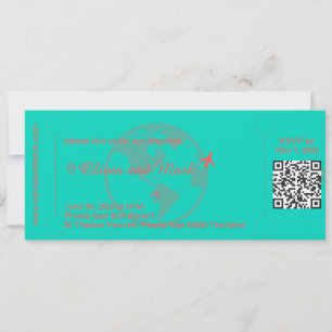 Boarding Pass huwelijksuitnodiging - Blauwgroen &