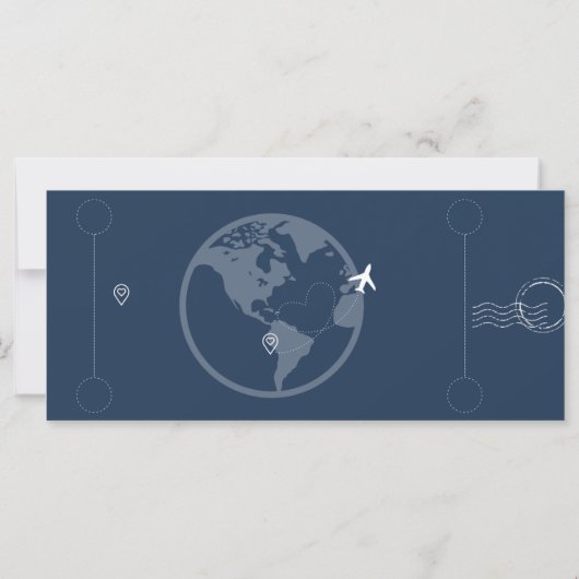 Boarding Pass huwelijksuitnodiging - Navy & Gold (Achterkant)