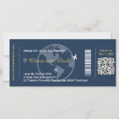 Boarding Pass huwelijksuitnodiging - Navy & Gold (Voorkant)