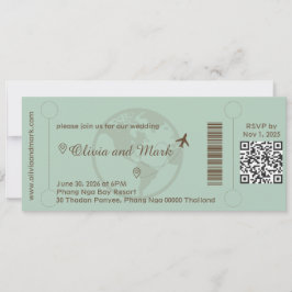 Boarding Pass huwelijksuitnodiging - Sage & Beige Kaart