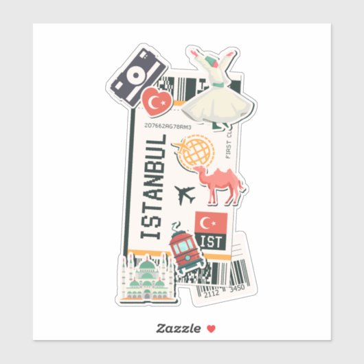 BOARDING PASS ISTANBUL TURKEY STICKER (Vel)