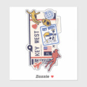 BOARDING PASS KEY WEST FLORIDA USA STICKER (Vel)