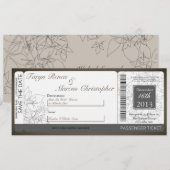 Boarding Pass Linen Wedding Invitation Autumn Kaart (Voorkant / Achterkant)