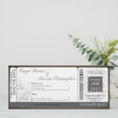Boarding Pass Linen Wedding Invitation Autumn Kaart (Staand voorkant)