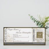 Boarding Pass Linen Wedding Invitation Autumn Kaart (Staand voorkant)