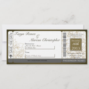 Boarding Pass Linen Wedding Invitation Autumn Kaart