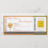 Boarding Pass Linen Wedding Invitation Autumn Kaart (Voorkant)
