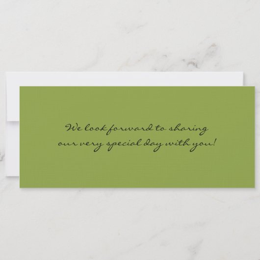 Boarding Pass Linen Wedding Invitation Black Green Kaart (Achterkant)