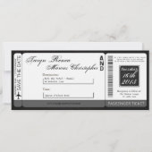 Boarding Pass Linen Wedding Invitation Chalkboard Kaart (Voorkant)